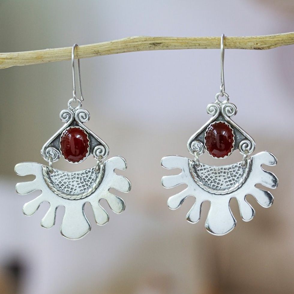 Carnelian dangle earrings 'One Planet'