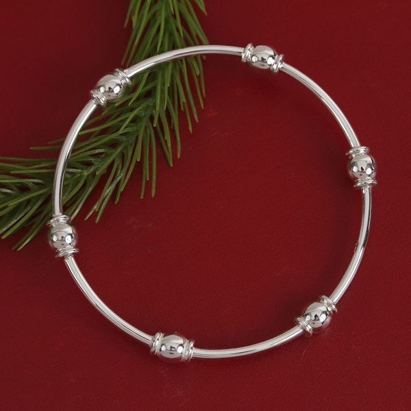 Alternate image for Gleaming Sterling Silver Bangle Bracelet from Mexico Six Beads