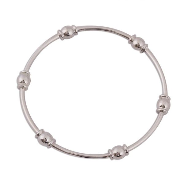 Alternate image for Gleaming Sterling Silver Bangle Bracelet from Mexico Six Beads
