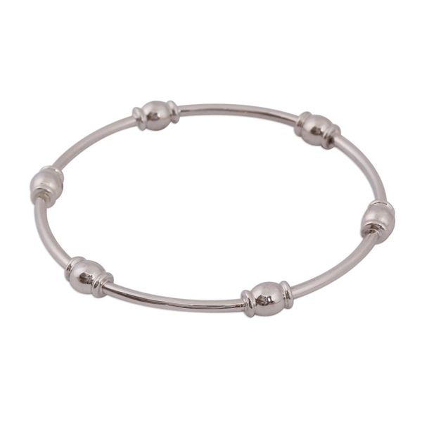Alternate image for Gleaming Sterling Silver Bangle Bracelet from Mexico Six Beads