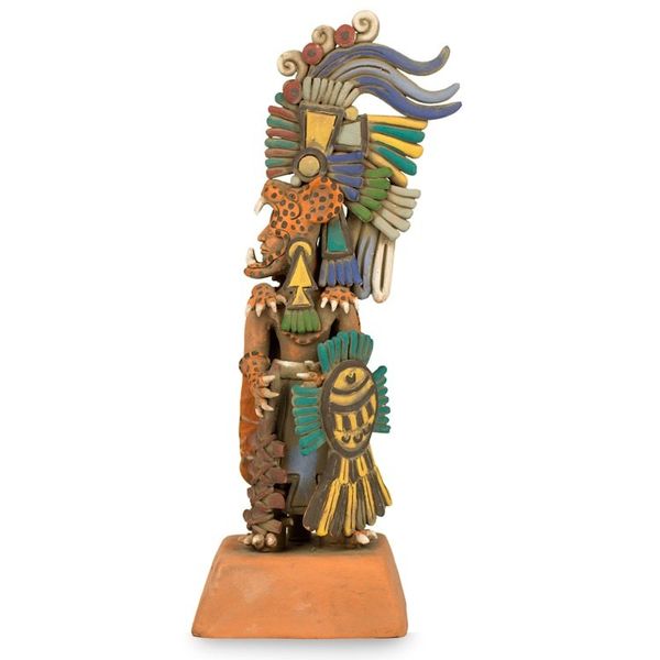 Alternate image for Aztec Museum Replica Ceramic Sculpture Medium Jaguar Warrior