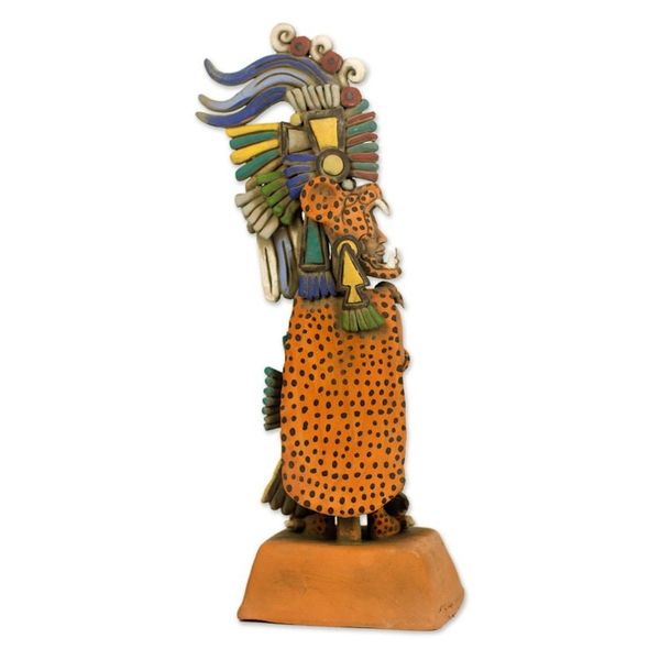 Alternate image for Aztec Museum Replica Ceramic Sculpture Medium Jaguar Warrior