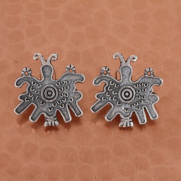 Alternate image for Pre-Hispanic Butterfly Sterling Silver Button Earrings Pre-Hispanic Butterflies