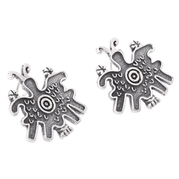 Alternate image for Pre-Hispanic Butterfly Sterling Silver Button Earrings Pre-Hispanic Butterflies