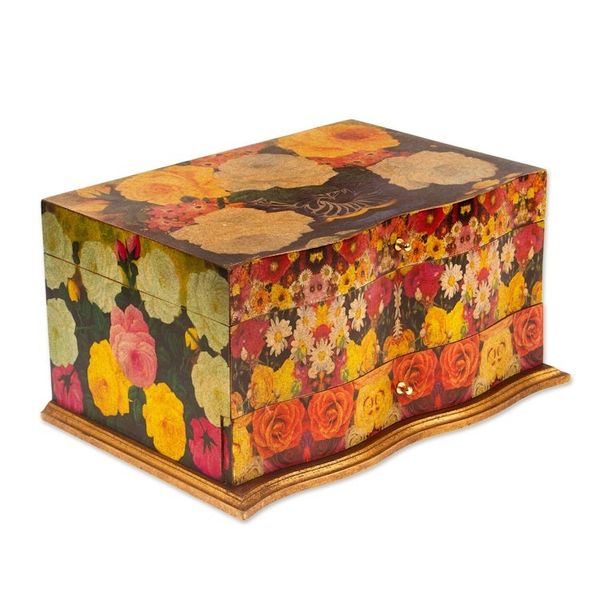 Alternate image for Handcrafted Floral Decoupage Jewelry Box Bright Bouquet