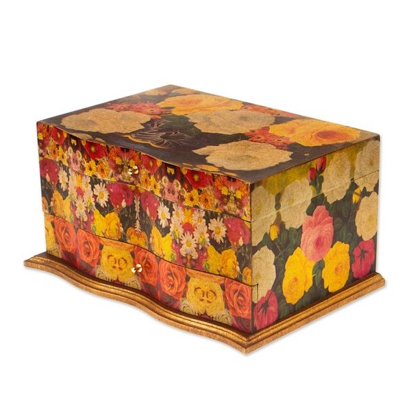 Alternate image for Handcrafted Floral Decoupage Jewelry Box Bright Bouquet