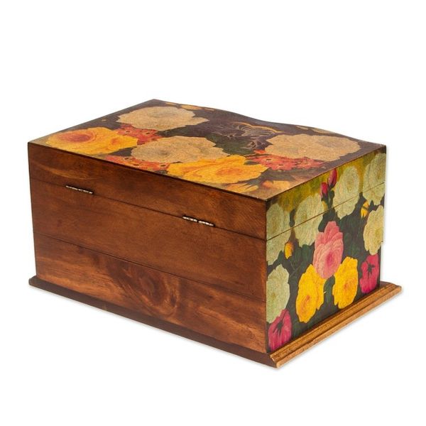 Alternate image for Handcrafted Floral Decoupage Jewelry Box Bright Bouquet