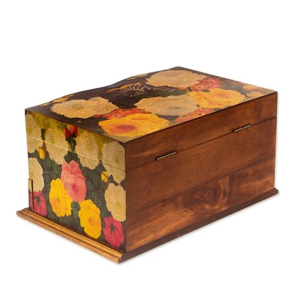 Alternate image for Handcrafted Floral Decoupage Jewelry Box Bright Bouquet
