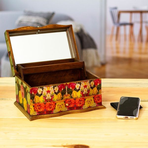 Alternate image for Handcrafted Floral Decoupage Jewelry Box Bright Bouquet