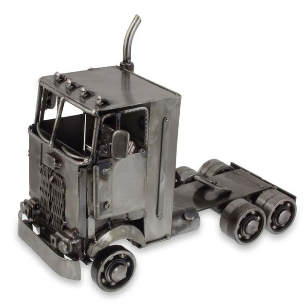 Alternate image for Recycled Metal Rustic Long Haul Truck Sculpture from Mexico Rustic Truck Cab