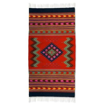 Alternate image for Fair Trade Zapotec Wool Rug 2.5x5 Zapotec Passion