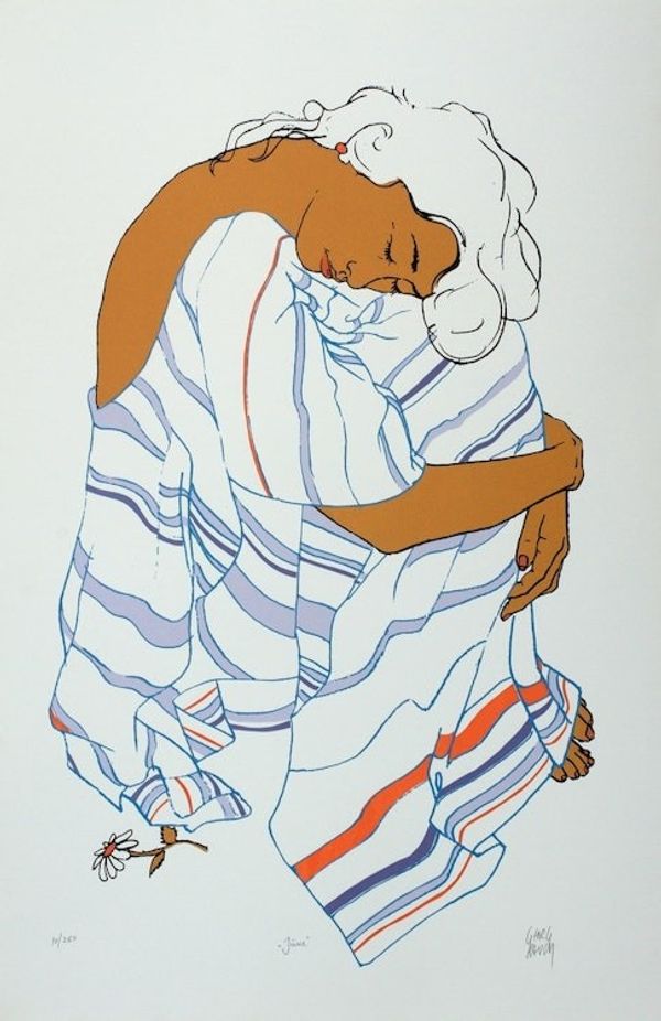 Alternate image for Signed Numbered 35-Inch Womans Portrait Silkscreen Print June