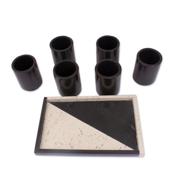 Alternate image for Black Marble Tequila Glasses from Mexico Set of 6 Fascinating Modernity