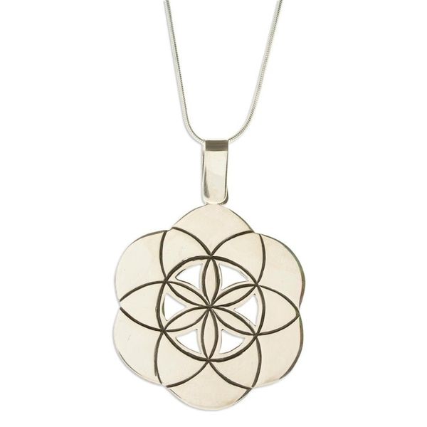 Alternate image for Sterling silver pendant necklace Seed of Life