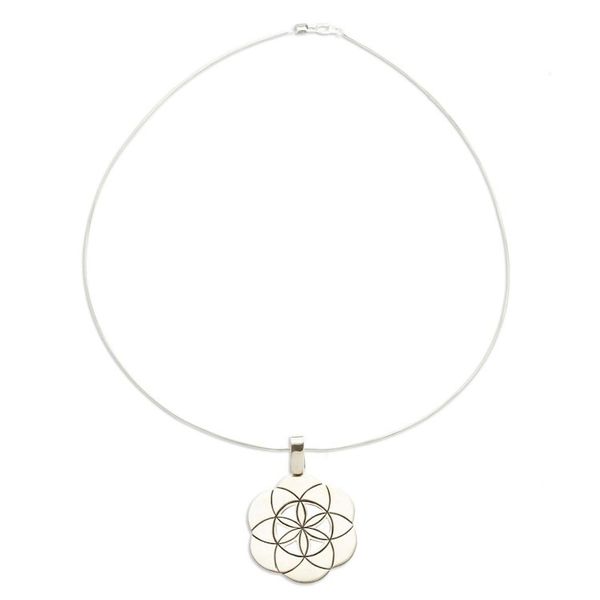 Alternate image for Sterling silver pendant necklace Seed of Life