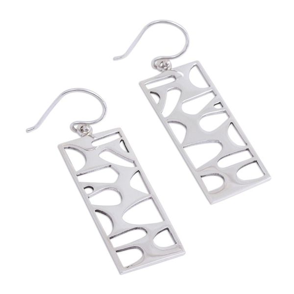 Alternate image for Rectangular Taxco Silver Dangle Earrings from Mexico Windows to My Soul