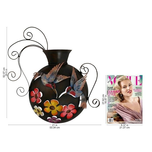Alternate image for Floral Hummingbird Steel Wall Sculpture from Mexico Hummingbirds and Flowers