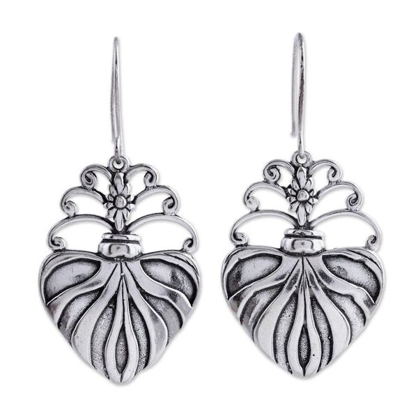 Alternate image for Sterling Silver Religious Theme Handcrafted Earrings Sacred Heart