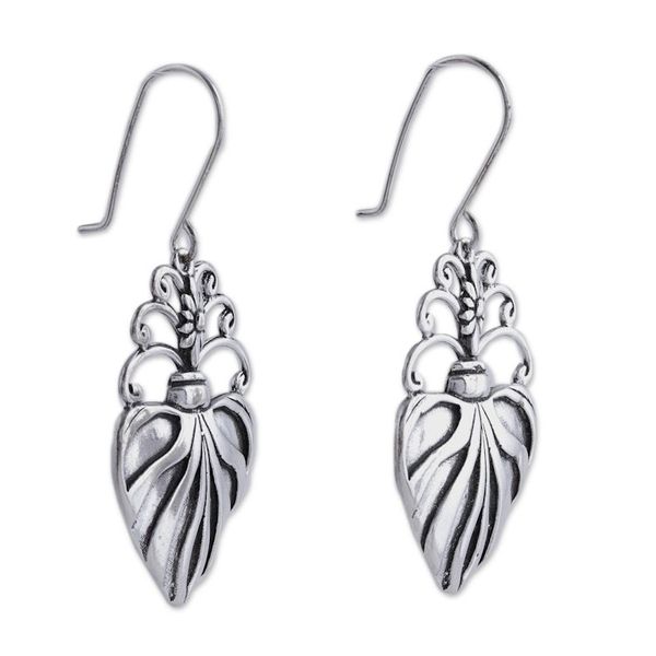 Alternate image for Sterling Silver Religious Theme Handcrafted Earrings Sacred Heart