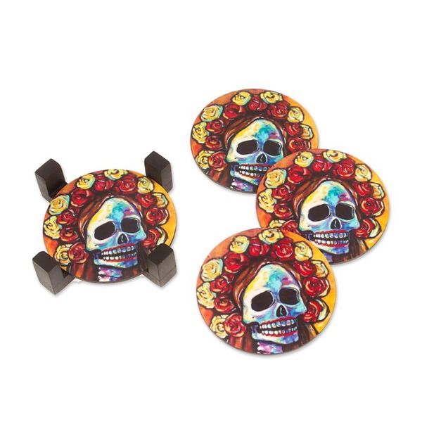 Alternate image for Pinewood Coasters with Base Skull Set of 4 from Mexico Skeleton Bride