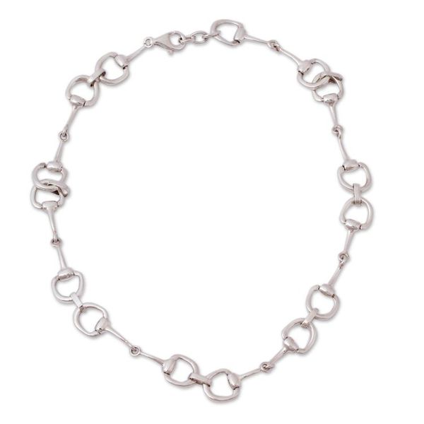 Alternate image for Sterling Silver Stirrup Link Necklace from Mexico Gleaming Stirrups