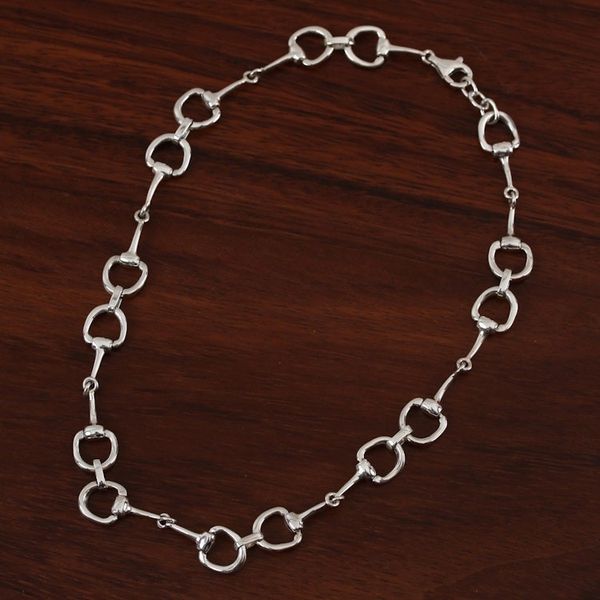 Alternate image for Sterling Silver Stirrup Link Necklace from Mexico Gleaming Stirrups