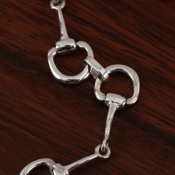 Alternate image for Sterling Silver Stirrup Link Necklace from Mexico Gleaming Stirrups
