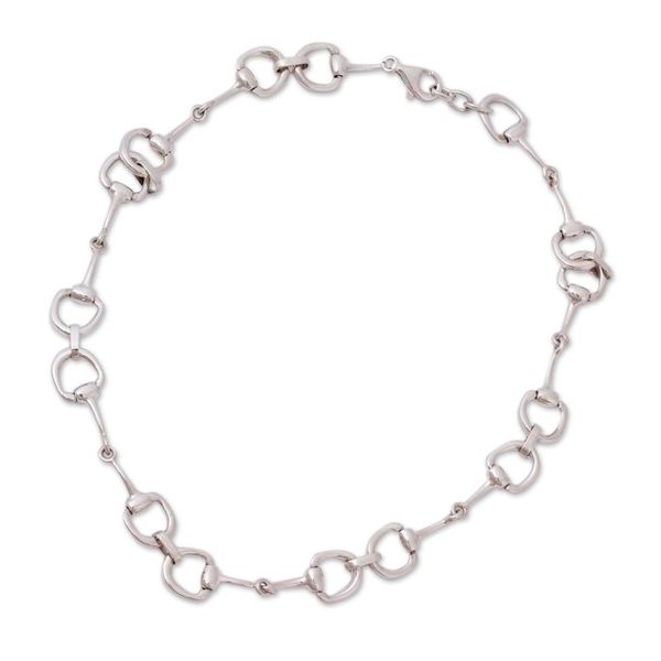 Alternate image for Sterling Silver Stirrup Link Necklace from Mexico Gleaming Stirrups