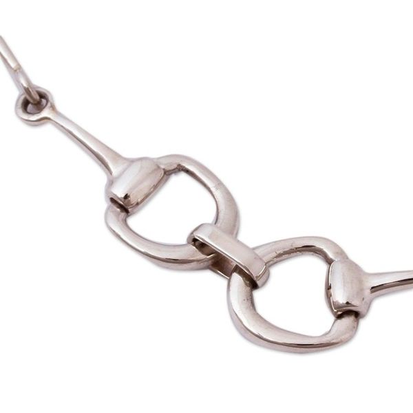 Alternate image for Sterling Silver Stirrup Link Necklace from Mexico Gleaming Stirrups