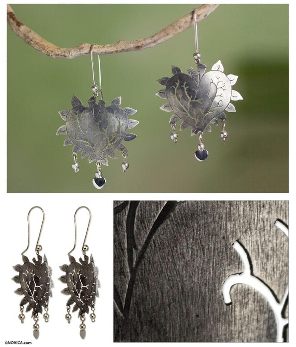 Taxco Jewelry Hand Made Sterling Silver Earrings 'Beating Hearts'