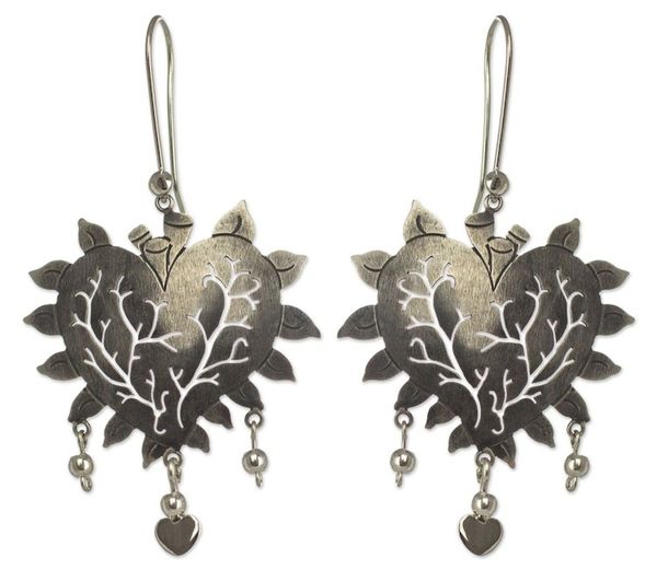Alternate image for Taxco Jewelry Hand Made Sterling Silver Earrings Beating Hearts