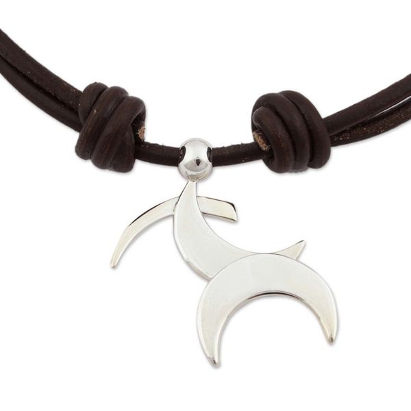 Alternate image for Taxco Sterling Silver Sagittarius Mexican Pendant Necklace Sagittarius Moon