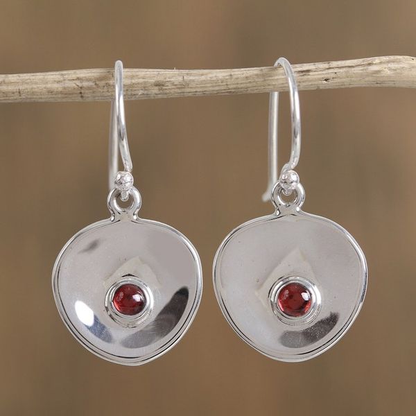 Alternate image for Modern Garnet Dangle Earrings from Mexico Parabolic Form