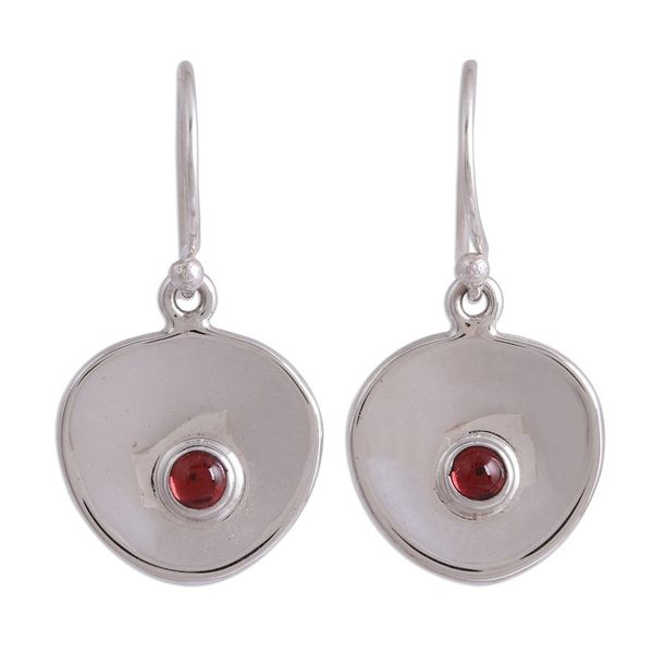 Alternate image for Modern Garnet Dangle Earrings from Mexico Parabolic Form