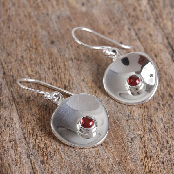 Alternate image for Modern Garnet Dangle Earrings from Mexico Parabolic Form