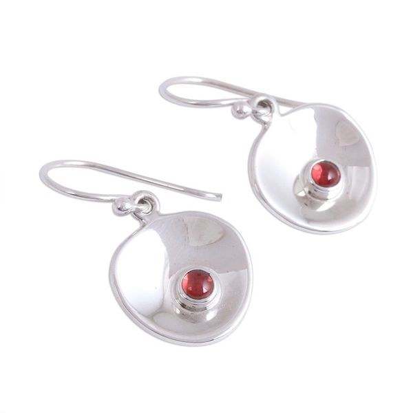Alternate image for Modern Garnet Dangle Earrings from Mexico Parabolic Form