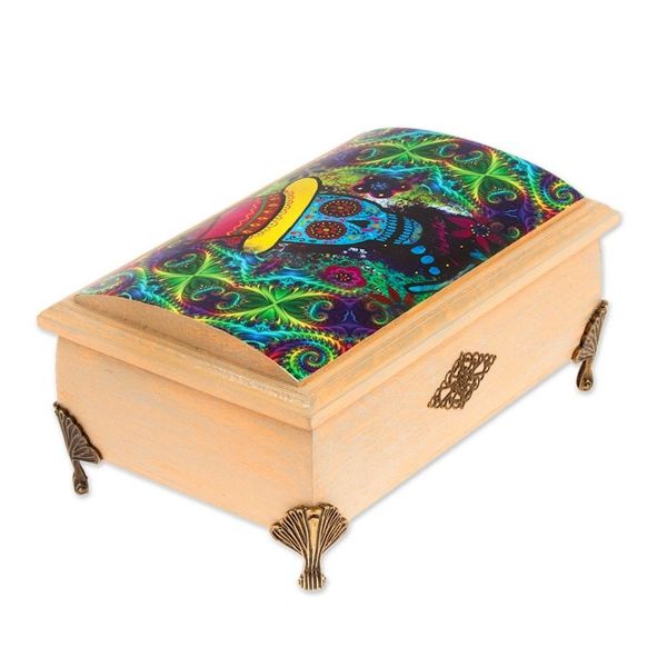 Alternate image for Day of the Dead Decoupage Decorative Box from Mexico Dapper Skeleton