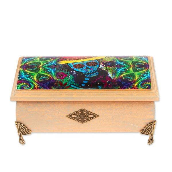 Alternate image for Day of the Dead Decoupage Decorative Box from Mexico Dapper Skeleton