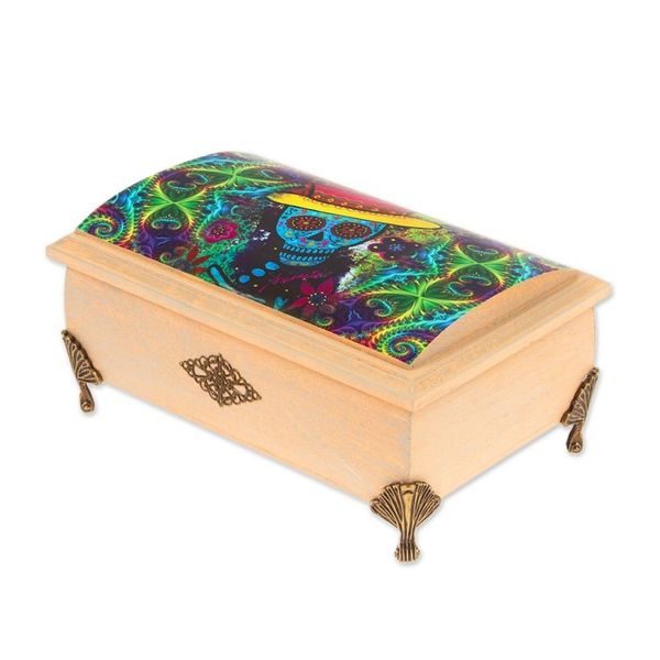Alternate image for Day of the Dead Decoupage Decorative Box from Mexico Dapper Skeleton