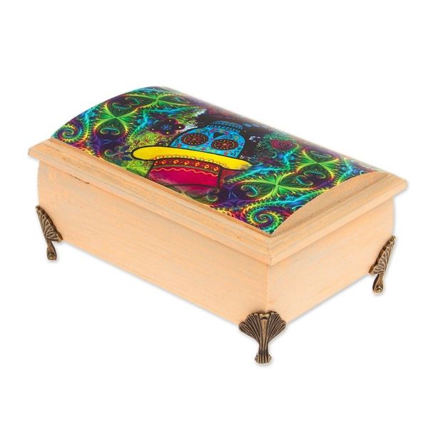 Alternate image for Day of the Dead Decoupage Decorative Box from Mexico Dapper Skeleton