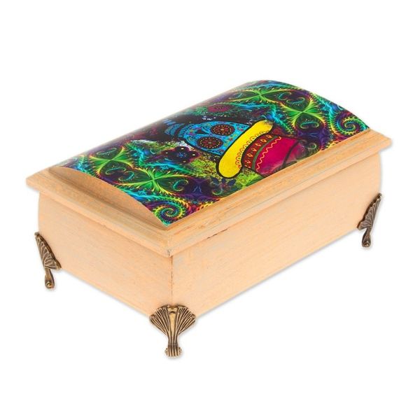 Alternate image for Day of the Dead Decoupage Decorative Box from Mexico Dapper Skeleton