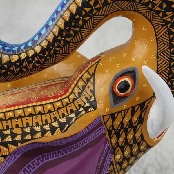 Alternate image for Colorful Handcrafted Trumpeting Elephant Wood Alebrije Fantasy Elephant