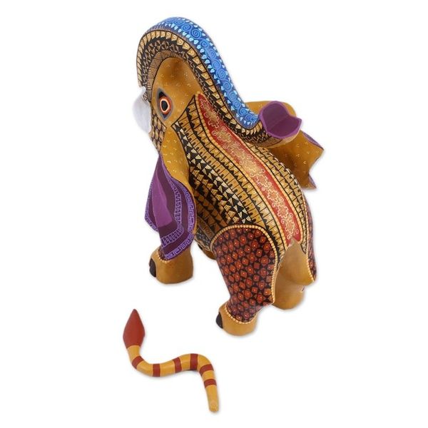 Alternate image for Colorful Handcrafted Trumpeting Elephant Wood Alebrije Fantasy Elephant
