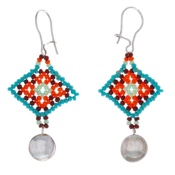 Alternate image for Glass Beaded Sterling Silver Dangle Earrings from Mexico Sunrise Diamonds