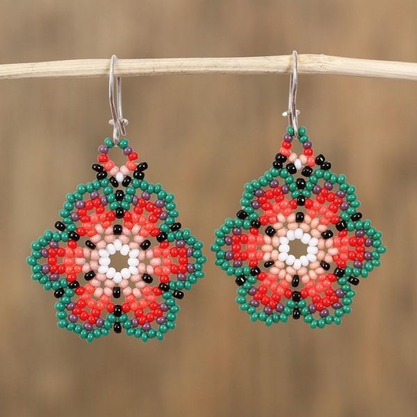 Alternate image for Mexico-Themed Glass Beaded Dangle Earrings Colors of Mexico