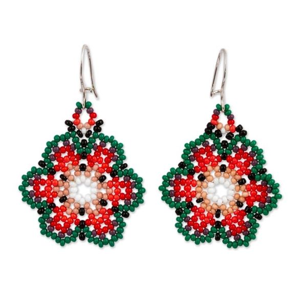 Alternate image for Mexico-Themed Glass Beaded Dangle Earrings Colors of Mexico