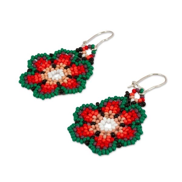Alternate image for Mexico-Themed Glass Beaded Dangle Earrings Colors of Mexico