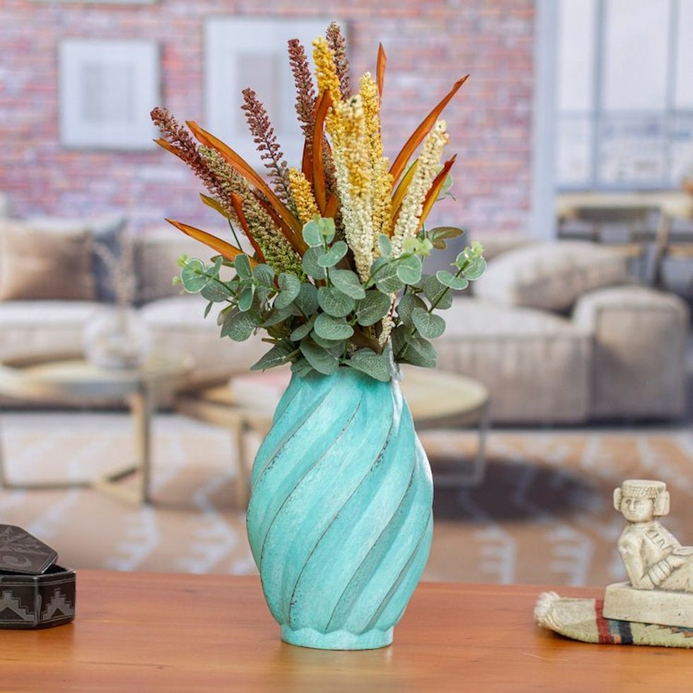 Spiral Motif Copper Vase from Mexico 'Antique Spirals'