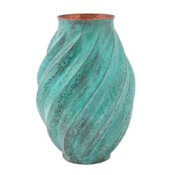 Alternate image for Spiral Motif Copper Vase from Mexico Antique Spirals