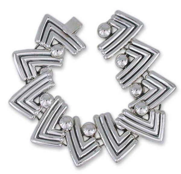 Alternate image for Mexican Taxco Silver Link Bracelet Aztec Victory